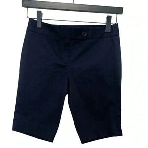 John New York Signature Petite Navy Blue Stretchy  Bermuda Shorts